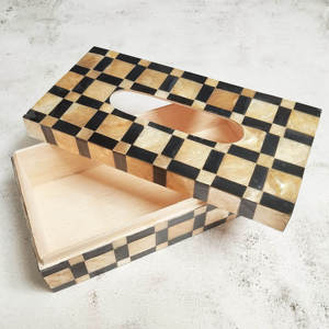 Boîtes à mouchoirs personnalisées, faites à la main, écologiques, en os recyclé, avec incrustations et revêtement mat, pour la décoration intérieure et la revente en magasins. - Product Image 2