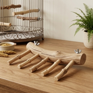Perchoir-échelle multi-niveaux en bambou naturel et bois de liane pour oiseaux, plateforme de repos à fixer à la cage, pour petits et moyens oiseaux, vente en gros Dekor Asia - Product Image 5