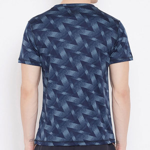 Men's Quick Dry <b>Geometric</b> Pattern Short Sleeve Sporty T-<b>Shirt</b> O-Neck Slim Fit Knitted Polyester - Product Image 4