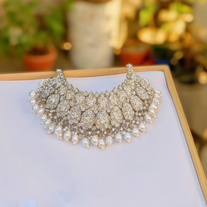Ensemble de colliers ras du cou de créateur avec perles en pierre autrichienne scintillante - 10575613WH Bijoux de mode pour piercing - Product Image 3
