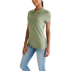 Trendy <b>Women</b> <b>Polo</b> <b>Shirt</b> Short Sleeve Casual Collared Top Regular Fit Stylish Button Placket Summer Fashion <b>Women</b> <b>Polo</b> <b>Shirt</b> - Product Image 2