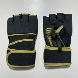 Gants de sport sans doigts avec support de poignet, gants de musculation respirants avec paume en maille alvéolée et languette de traction - Product Image 1