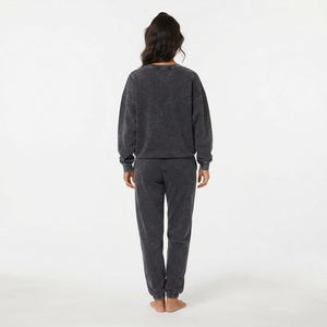 Ensemble deux pièces de haute qualité pour femme : sweat-shirt à col rond délavé et pantalon de jogging, style streetwear décontracté et ample - Product Image 3