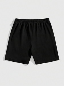 Shorts pour hommes noirs à imprimé pailleté avec motif à pois scintillants, taille élastique avec cordon de serrage, vêtements décontractés d'été - Product Image 3