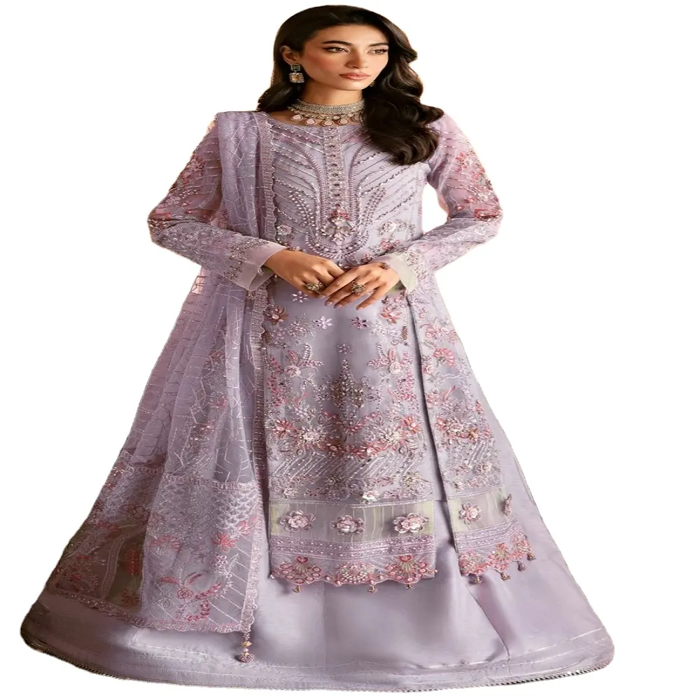 Ağır gelinlik ile kadınlar için nakış şifon 3 parça üzerinde şifon elbiseler Ramsha düğün tarafından 3 pakistan elbise