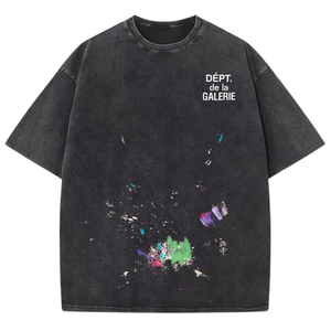 T-shirt surdimensionné en coton épais imprimé danse squelette unisexe Halloween Vintage Acid Wash - Product Image 1