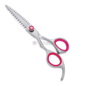 Professional 6.5 Inch Premium Stainless Steel Hair Thinning Scissors Smooth Cutting <b>Edge</b> Adjustable Pink Screw Plastic <b>Rubber</b> - Product Image 1