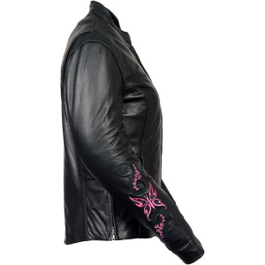 แจ็คเก็ตหนังสีดำพรีเมียมสำหรับผู้หญิง SAMROZ SPORTS สไตล์ไบค์เกอร์ลำลอง - Product Image 2