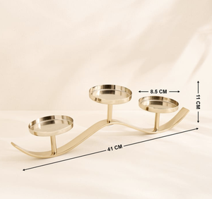 Porte-bougie moderne en métal à 5 lumières, centre de table décoratif, finition dorée, support pour bougies chauffe-plat et pilier, décoration intérieure - Product Image 2