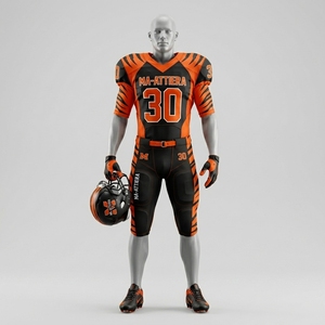 Custom Orange Black American Football Jersey <b>Padded</b> <b>Pants</b> Team Uniform Number 30 OEM ODM Wholesale Sportswear - Product Image 1