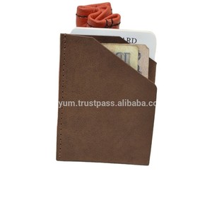 Minimalist Genuine Leather Credit <b>Card</b> <b>Holder</b> 4 Inch Brown RFID Blocking No Closure Slim <b>Wallet</b> for Men Women - Product Image 5