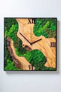 Moss <b>Square</b> Creek Rustic Wood Clock Timber Trail Nature Clock Verdant Riverwood Wall Clock Forest Path Handmade Clock Timber - Product Image 5