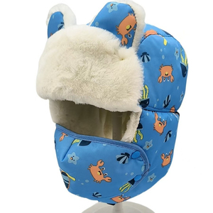 Lindo Gorro con Orejeras con Estampado de Sirena Rosa para Niños, Gorro Cálido con Forro Suave para Usar al Aire Libre en Invierno, Gorro con Diseño de Dibujos Animados para Niñas - Product Image 4