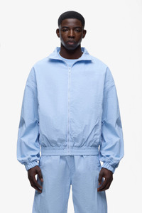 Sweat-shirts pour hommes de haute qualité avec logo personnalisé, bleu poudré, 2 pièces, en coton froissé, coupe-vent, écologique, veste zippée d'hiver - Product Image 2
