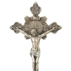 VERONESE DESIGN -JESUS CRUCIFIX HOLY WATER FONT - COLD CAST BRONZE - OEM AVAILABLE