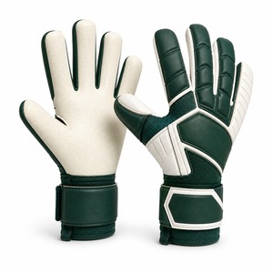 Gants de gardien de but vert et blanc en cuir PU, à doigts entiers, antidérapants, respirants, avec sangle de poignet réglable, unisexes - Product Image 1