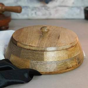 Cazuela de Madera con Diseño Único y Hermosas Flores Pintadas a Mano en la Tapa, Ecológica, Apta para Lavavajillas, 20 cm de Diámetro, Pulida - Product Image 5
