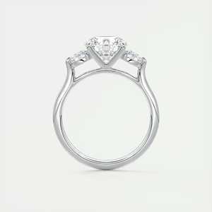 Bague de fiançailles à trois pierres avec diamants ronds de laboratoire de 2,50 carats sertis sur le côté et or blanc 14 carats - Product Image 1
