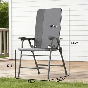 Set di Due Sedie Pieghevoli Grigio Chiaro per Terrazza, Campeggio e Uso in Spiaggia - Product Image 6