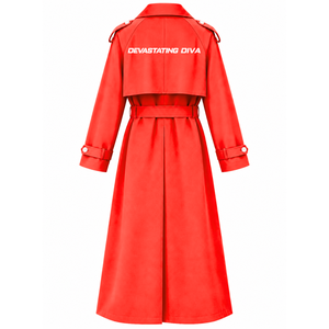 Delta Sigma Theta sorority long trench <b>Coat</b> embroidered logo Notched Collar Full Sleeve red and <b>white</b> wool <b>coat</b> for female - Product Image 3