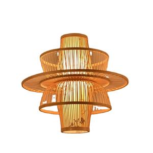 Dual Layer Wicker Lampshade <b>Rattan</b> Lampshade Dinning Room Lampshade Frame Chandeliers <b>Pendant</b> <b>Light</b> - Product Image 1