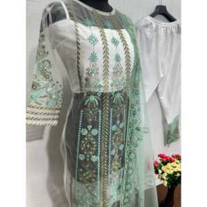 Ensemble de 4 pièces fantaisie pour femmes pour les fêtes, broderie de séquence avec des détails complexes - Product Image 4