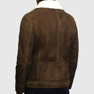 <b>Men's</b> Vintage <b>Shearling</b> Sheepskin Spanish Merino Leather <b>Jacket</b> - Product Image 2