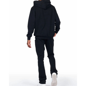 Conjunto de Sudadera con Capucha y Pantalones Deportivos Negros para Hombre, Estampado 'Dude It's Time Suit Up', Ropa Urbana Informal de Verano, Dos Piezas, Lavado Ácido, 100% Algodón Francés - Product Image 6