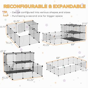 Recinto per Animali Domestici con Motivo a Tinta Unita e Porta, Gabbia per Piccoli Animali per Porcellini d'India e Cincillà, Uso Interno ed Esterno, 69L X 41.5L X 27.5H, Nero - Product Image 6