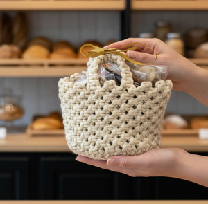 Cesta de Almacenamiento Mini de Cuerda de Algodón Suave con Asas, Tejida a Mano, Forma Circular, Estilo Simple para Dulces o Regalos - Product Image 2