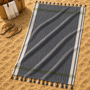 High Quality Modern Striped Cotton <b>Beach</b> Fouta <b>Towel</b>-<b>Quick</b>-<b>Dry</b> & Eco-Friendly for <b>Beach</b> Use Made in India - Product Image 1