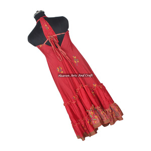 Bohemian Women V Neck Floral Print Beach Bohemian Maxi Dresses Robe Ladies Recycled Sari Silk Dress Ladies Elegant Dinner <b>Gown</b> - Product Image 5
