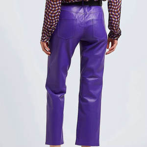 Pantalon en cuir pour femme, couleur unie attrayante, prix bas, longueur intégrale, pour l'extérieur, en vente en ligne - Product Image 4