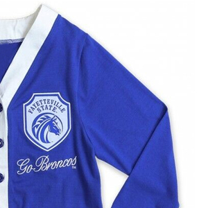 Suéteres Casuales Unisex Azules de Manga Larga con Botones y Logotipo Bordado de los Fayetteville State Broncos para Fraternidades y Hermandades B2B - Product Image 4
