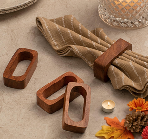 Anneaux de serviette en bois naturel, écologiques, personnalisables, de haute qualité, luxueux et modernes pour la maison, l'hôtel, le restaurant, les mariages et les fêtes - Product Image 4