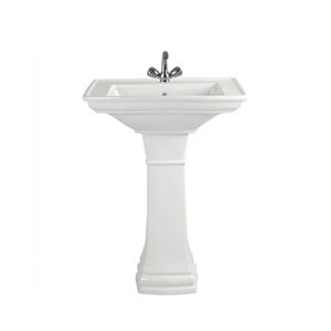 Conjunto de Lavabo Moderno con Pedestal y Cuenco Cuadrado para Baño y Uso Hospitalario - Product Image 1