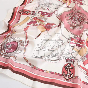 Custom Silk Muslim Women's Satin with Nautical Printed Bandana Hair Wrapping Scarf-High Quality Multi-Functional Square Design - Product Image 4