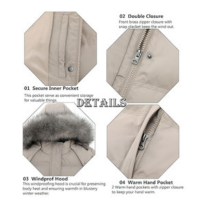 เสื้อโค้ทกันหนาวมีฮู้ดสำหรับผู้หญิง ไซส์มาตรฐานและไซส์พลัส แบบหนาบุใยสังเคราะห์  เสื้อแจ็คเก็ตกันหนาวสำหรับอากาศหนาว  แบบลำลอง - Product Image 4