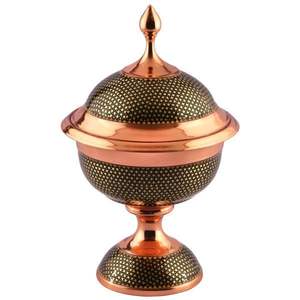 Pot à sucre en cuivre couleur antique traditionnel avec couvercle, bol à bonbons classique à piédestal floral, pour la restauration, la maison, l'hôtel, décoration festive - Product Image 4