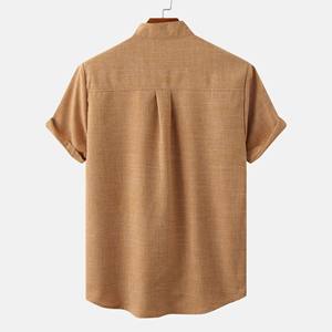 Chemise décontractée pour homme à col carré, motif petites fleurs, boutonnée, vêtement de travail d'été, 100% coton - Product Image 2