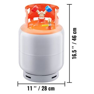 Serbatoio Cilindrico Portatile ad Alta Tenuta da 50 LBS (22,7 kg) con Valvola a Y da 400 psi per Recupero Liquidi/Vapori, Serbatoio per Recupero Refrigerante - Product Image 3