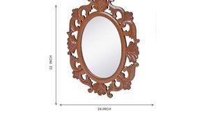 Miroir mural décoratif ovale en bois éco-responsable sculpté style Art Déco pour salon, chambre et entrée - Product Image 5