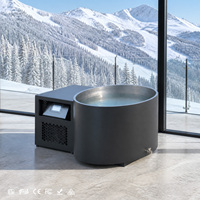 Baignoire de plongeon froid entièrement en acier inoxydable 304 noir mat, bain de glace ovale avec boîtier de refroidissement intégré pour spa intérieur