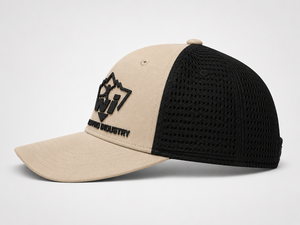 Gorra de malla beige y negra personalizada, unisex, transpirable, para exteriores, con visera curva y logotipo personalizado - Product Image 2
