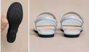 Light Blue PU Flat Sandals Open Toe With <b>Back</b> Strap Slip-On Elegant Summer Style - Product Image 4