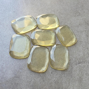 Quality Lemon Quartz Tablet Cut <b>Cushion</b> Shape Calibrated Flat Back Gemstone - Product Image 6