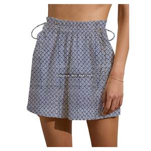 Pantalones Cortos de Verano para Mujer, Estilo Informal, de Algodón, con Cordón Ajustable, Inspirados en la Naturaleza, 100% Algodón, Estampado a Mano - Product Image 3