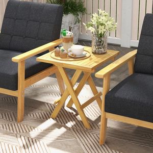 Tavolino da Caffè Quadrato in Legno di Teak con Gambe a X e Piano Scanalato per Campeggio - Product Image 4