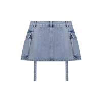 Kadınlar İçin Vintage Düz Denim Etekler, Düz Renk Yazlık Sokak Modası, Açık Renkli, Çevre Dostu, Nefes Alabilen, Su Geçirmez, Hızlı Kuruyan, Günlük
