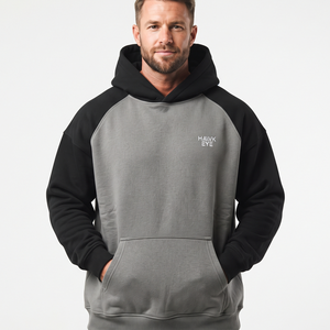 Sudadera con Capucha Extra Grande para Hombre, de Algodón Grueso, con Logotipo Personalizado, Dos Tonos, Hombros Caídos, Estilo Deportivo Informal - Product Image 1
